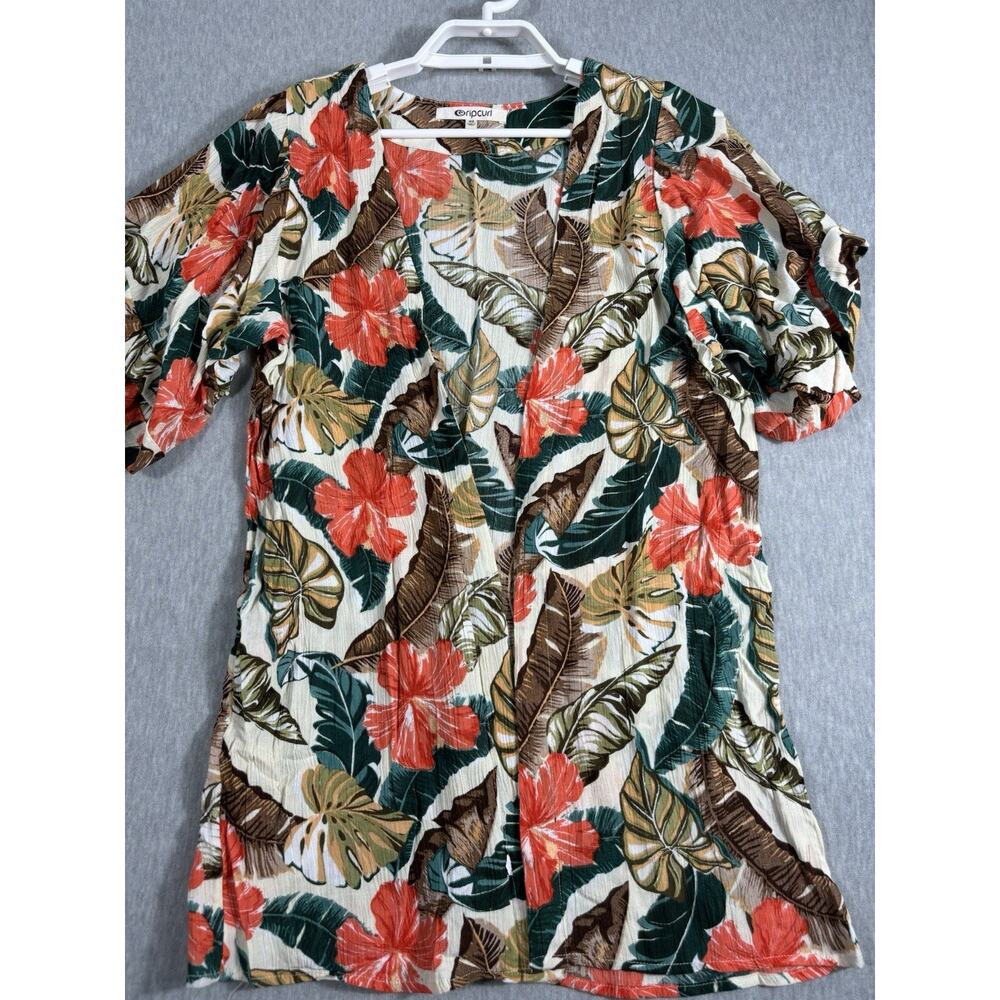 Ripcurl Swimsuit Coverup‎ Size XS Open Front Floral Short Sleeve